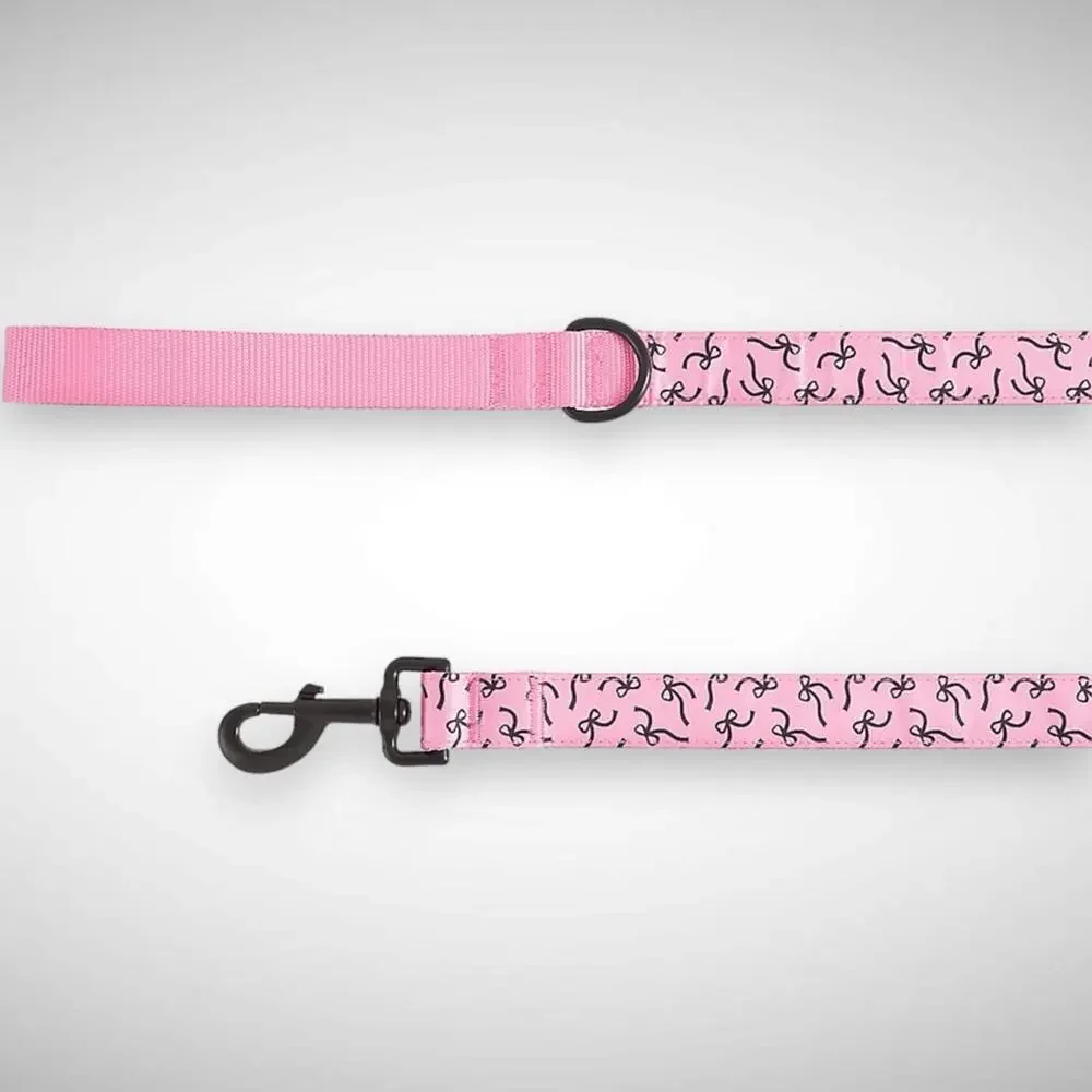Top Paw Pink Bow Graphic Satin Nylon‎ Dog Leash 4 FT D-Ring Handle